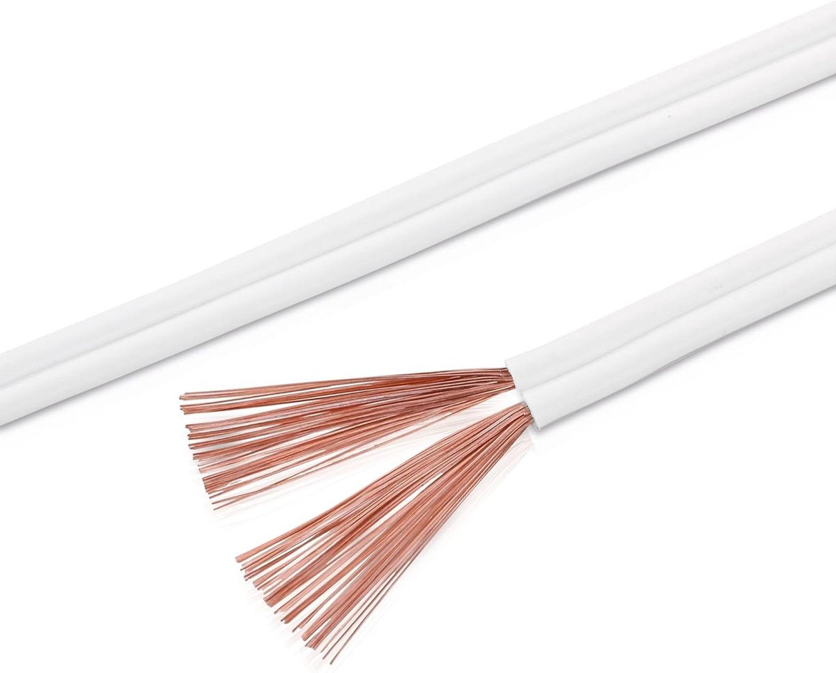 Luidsprekerkabel - Audio Kabel - Muziek Afspelen - Flexibel Gebruik - 10 Meter - Wit