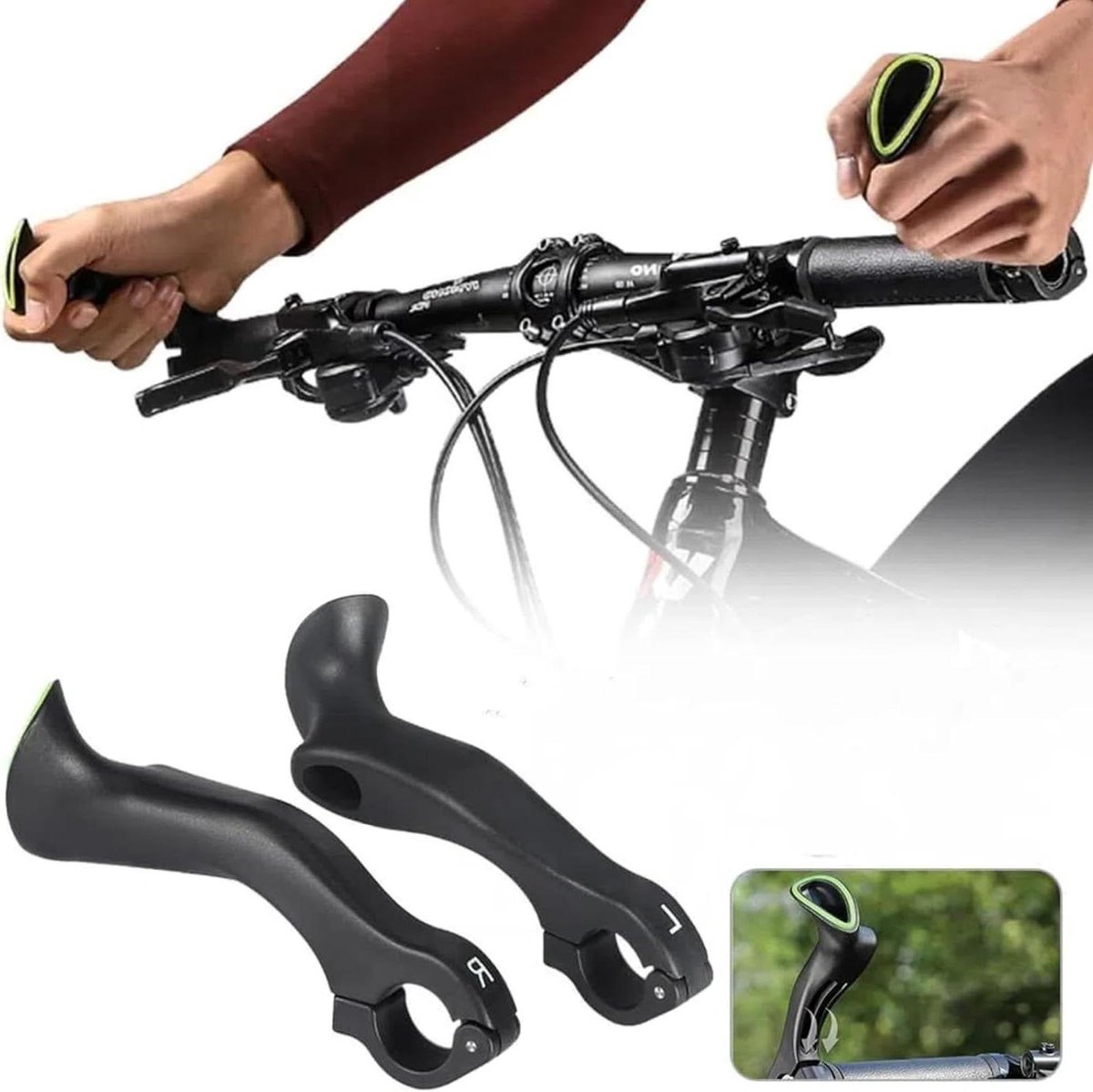 Fietsstuurhoorntjes - Ergonomische handgrepen - Comfortabel fietsen - Ontlast gewrichten - 21.8-22.2 mm - Zwart