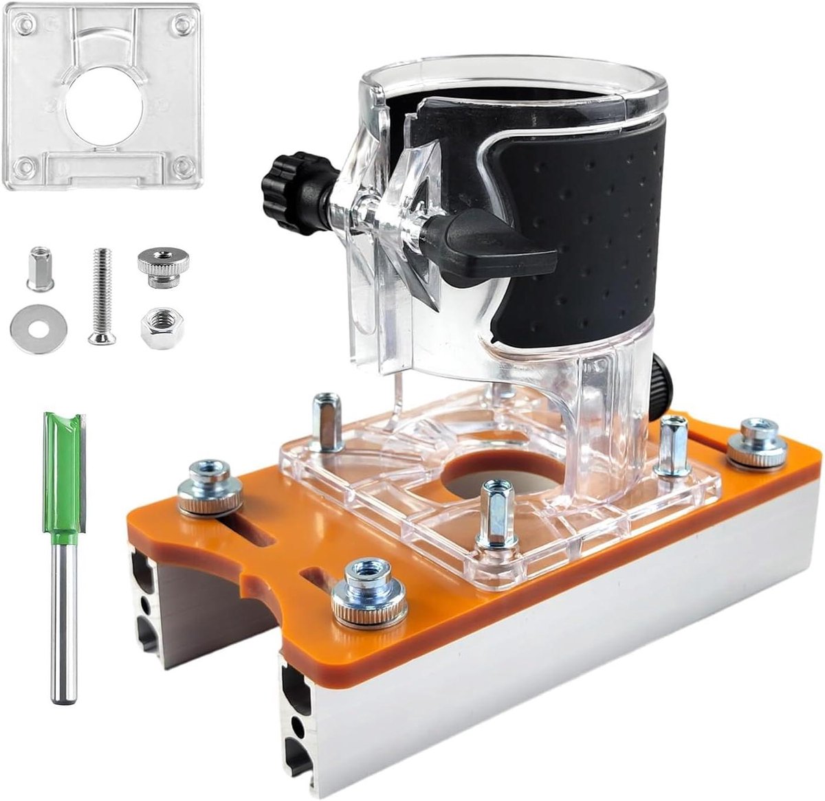 Router Bodemplaat - Freesplaat Houtbewerking - Nauwkeurig Groeven Frezen - Verstelbaar Tot 5cm - Aluminium Legering - Zilverkleurig