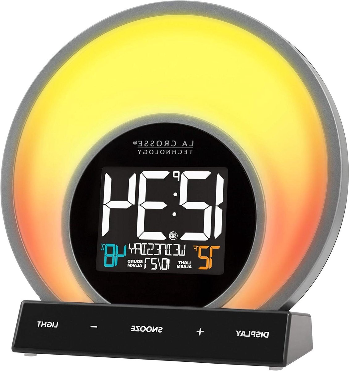 Wekker met Licht - Nachtlamp Sfeerverlichting - Ontspannen Wakker Worden - Temperatuur Vochtigheid - USB Oplaadpoort - Zwart