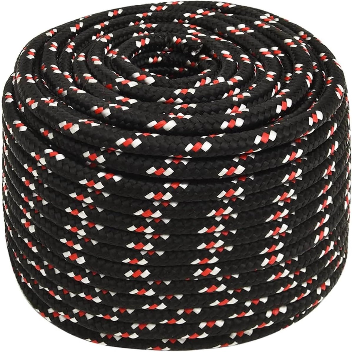 Boottouw Gevlochten - Ankerlijn Scheepslijn - Vastmaken Boot - Weerbestendig Materiaal - 14 mm x 25 m - Zwart Rood