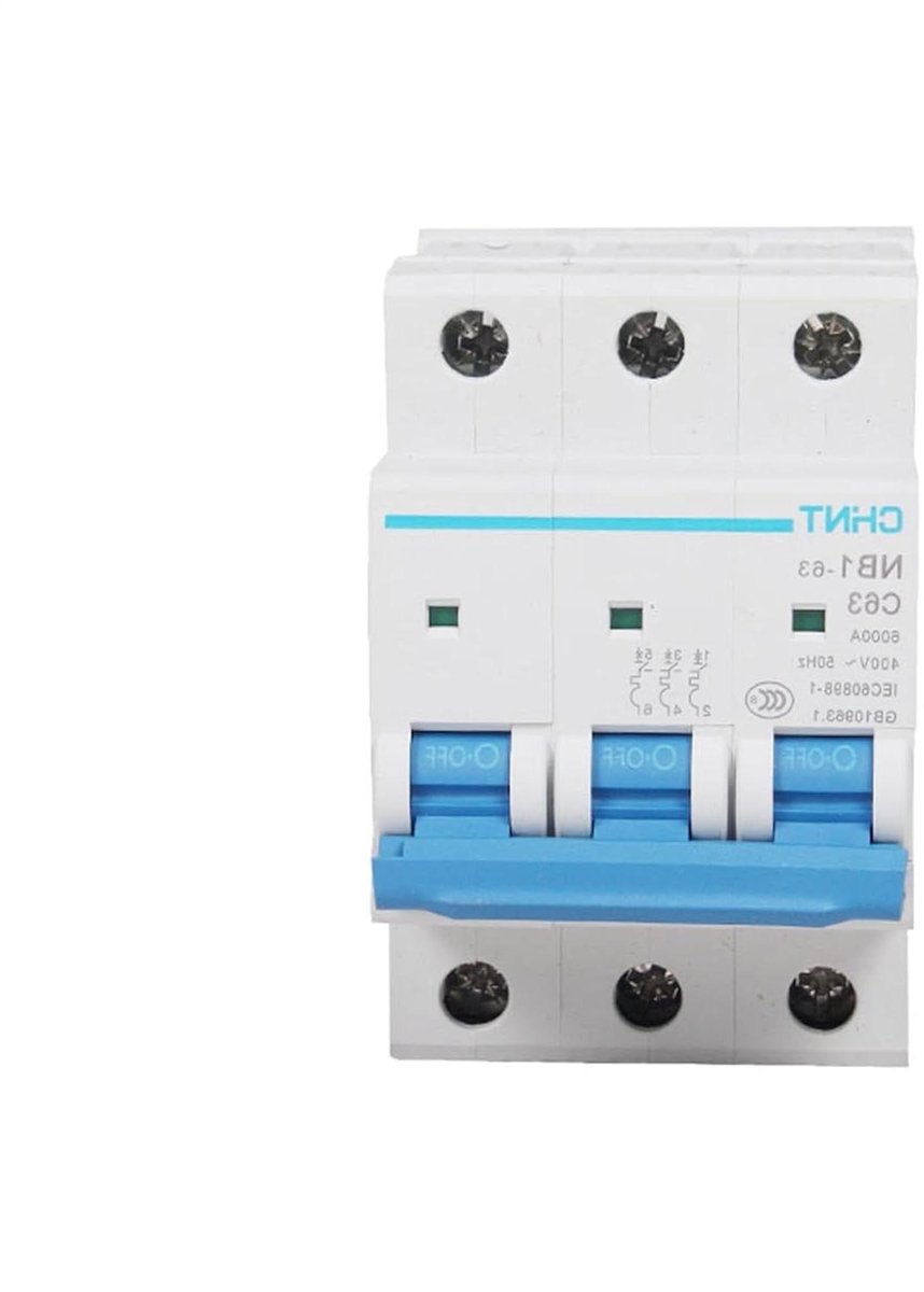 Miniatuur Stroomonderbreker - MCB DIN-rail - Circuit Bescherming - 3-polig - 63A - Grijs