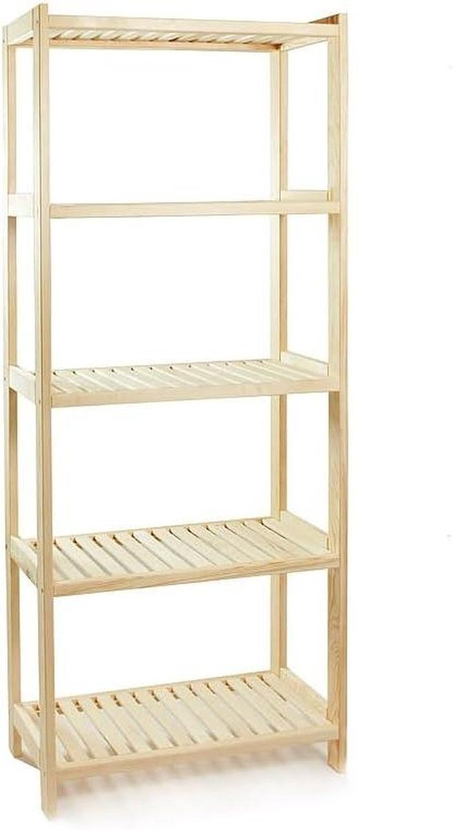 Houten Stellingkast - Opbergrek Hout - Opbergen en Ordenen - Massief Grenenhout - 173 cm Hoog - Onbehandeld
