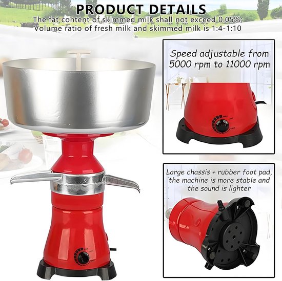 Melkroom Scheider - Centrifugaal Separator - Melk Verwerken - Precisie Centrifugale Scheiding - 80 L/H - Aluminium — afbeelding 5