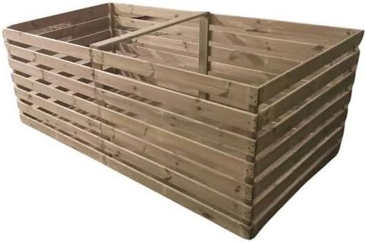 Compostbak Hout - Tuincomposter - Afval Verwerken - Drukgeïmpregneerd Grenenhout - 200x100x90 cm - Niet gespecificeerd