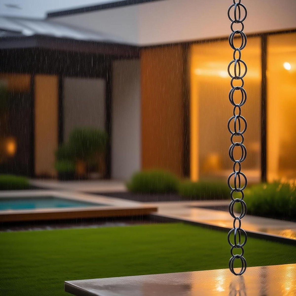 Regenketting Buiten - Waterafvoer Ketting - Dakrand Drainage - Elegant Water Stroomontwerp - 26 m - Zwart