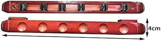 Houten Poolkeu-rek - Biljartkeu-houder - Biljartkeuen Opbergen - Ruimtebesparend Wandmontage - Voor 6 Keuen - Rood van houten — afbeelding 2