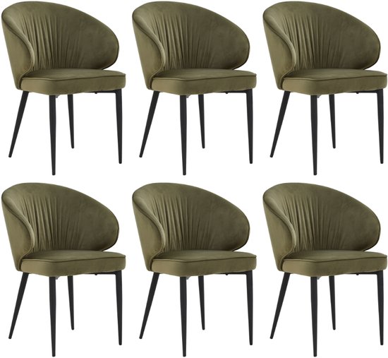 Colenis® - Chaise de salle à manger Ruby - Set de 6 - Vert - Velours - Fabb - Design