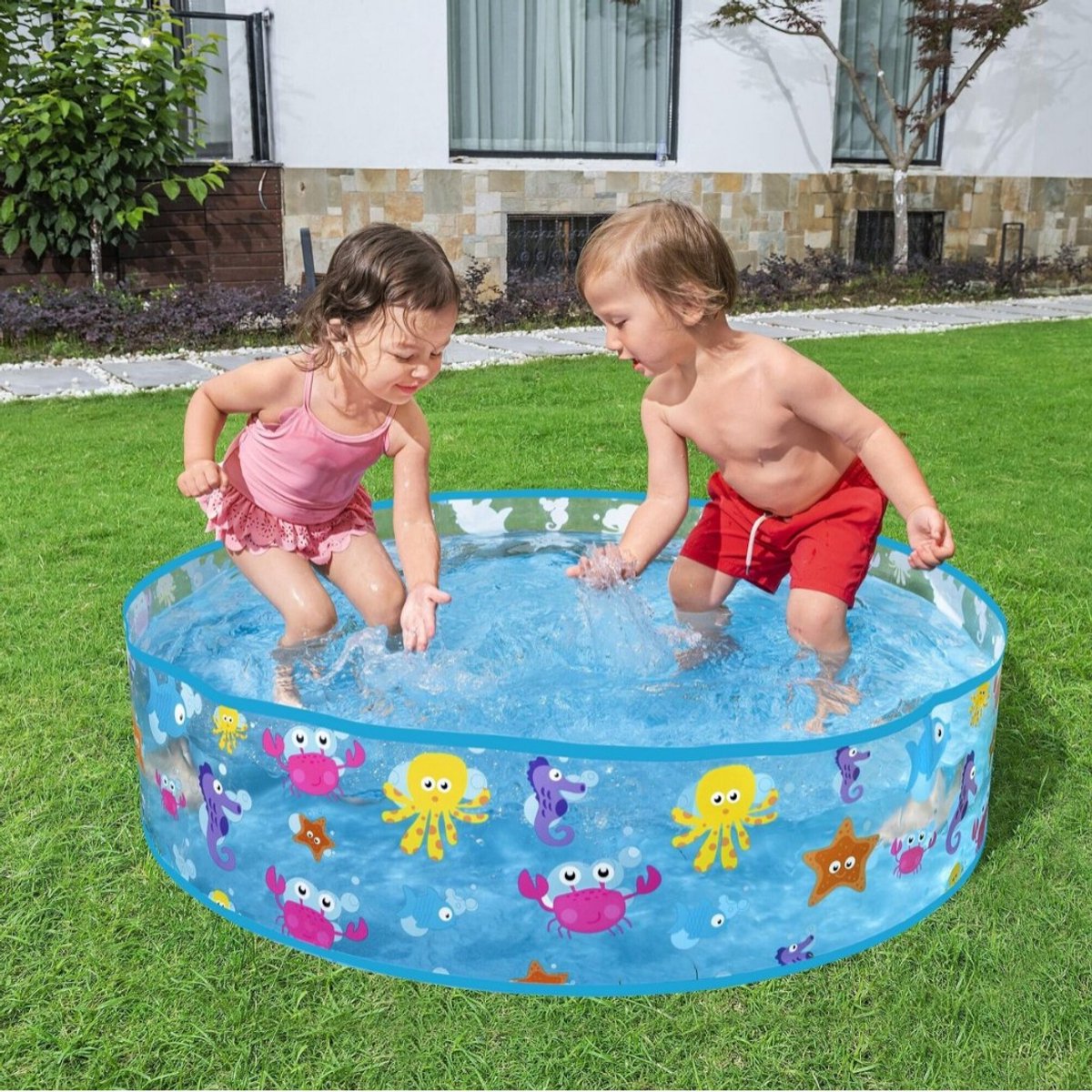 Speelzwembad-kinderzwembad - Zwembad voor kinderen - Zwembad in de grond - Buitenbad voor in de tuin - Blauw - 120x25cm — afbeelding 3
