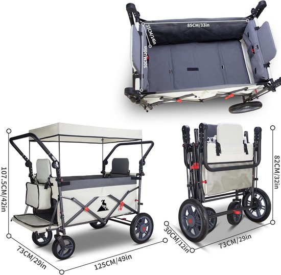 Bolderkar Opvouwbaar Luchtbanden - Strandwagen - Bolderwagen - camping van Bolderkar Opvouwbaar — afbeelding 4