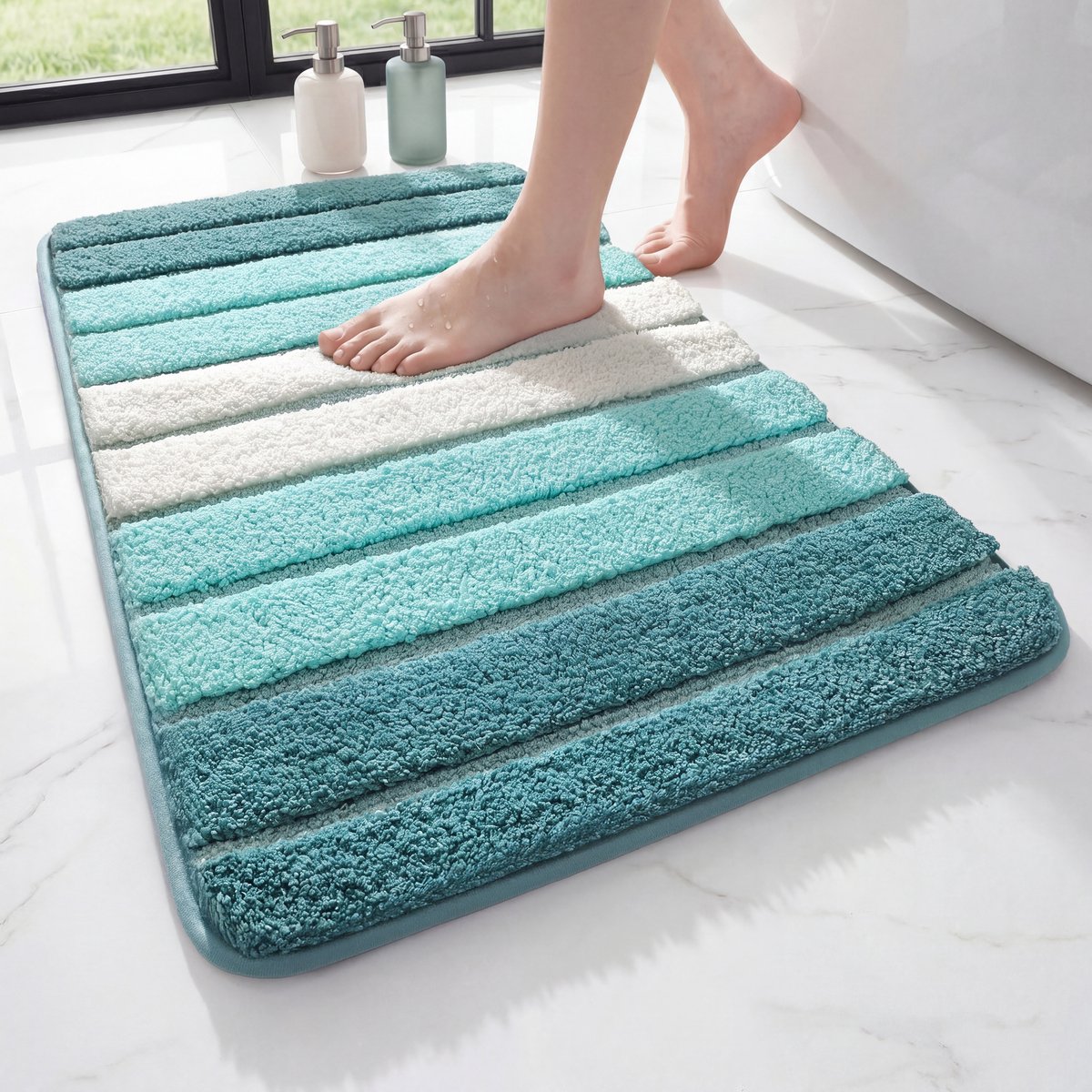 MAESON Badmat 40x60 cm - Antislip & Waterbestendig - Douchemat voor Badkamer - Groen - Turquoise - Klein - Geschikt voor Douche & Bad