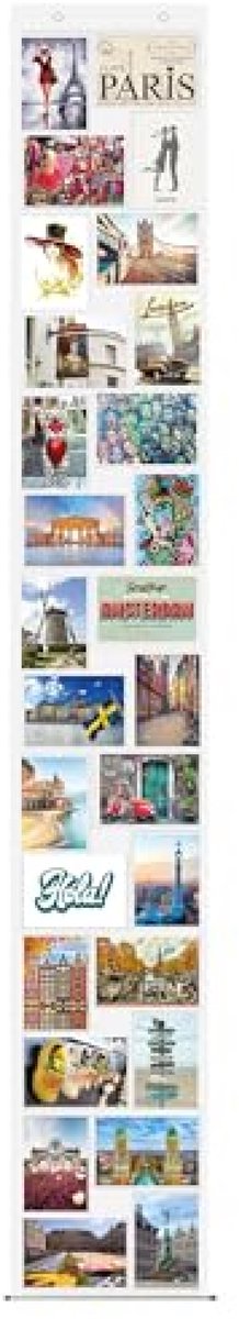 PromoHome Fotogordijn met 28 Vakjes voor Foto's 10x15 cm - Combinatie Staand en Liggend - Transparant Fotogordijn voor Afbeeldingen en Ansichtkaarten