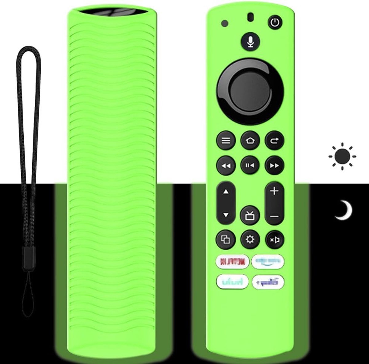 Beschermhoes voor afstandsbediening, niet-slip siliconen, lichtgevend in het donker, geschikt voor Fire TV en andere modellen