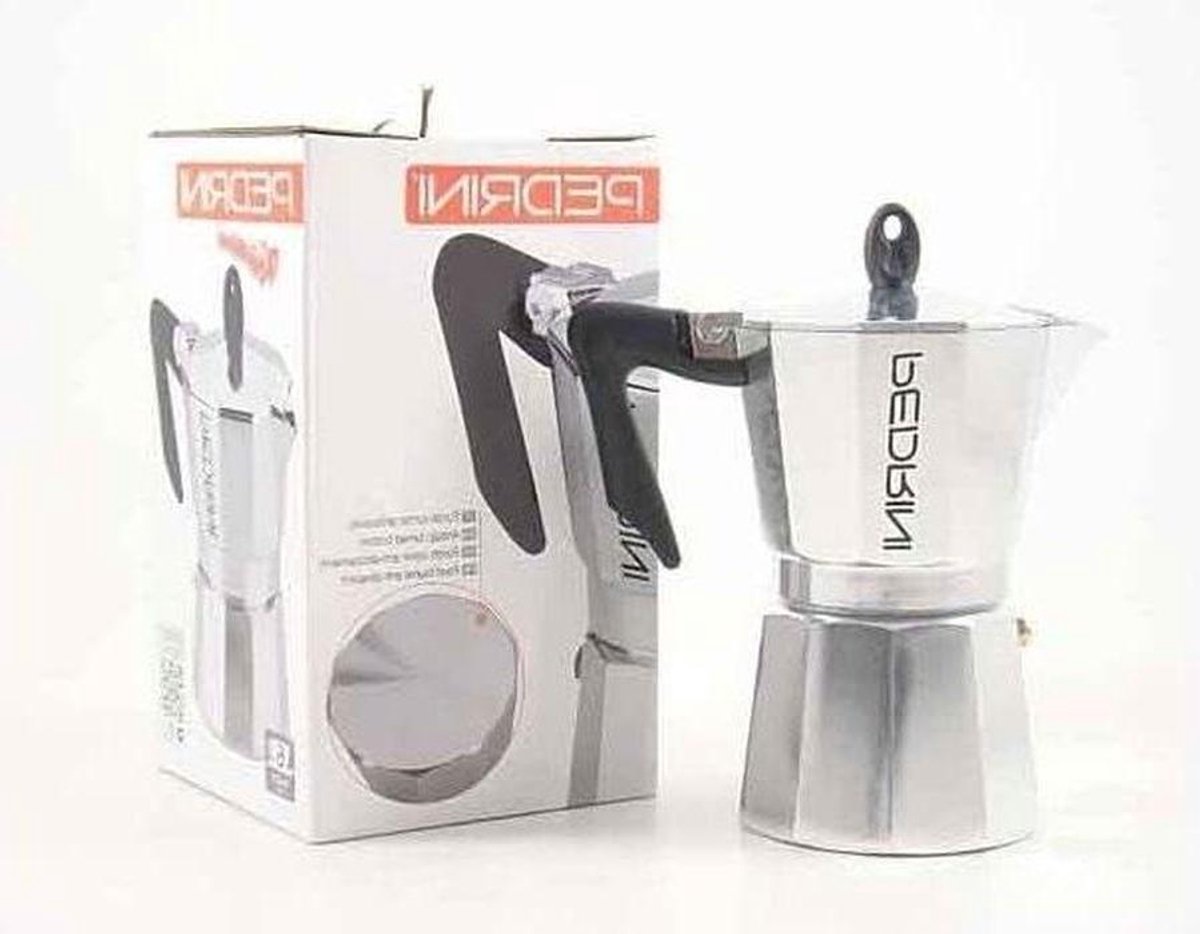 Moka Pot Koffiezetter - Espresso Maker - Koffie Zetten - Dubbele Laag Ketel - 0.5 Cup - Zilver Zwart