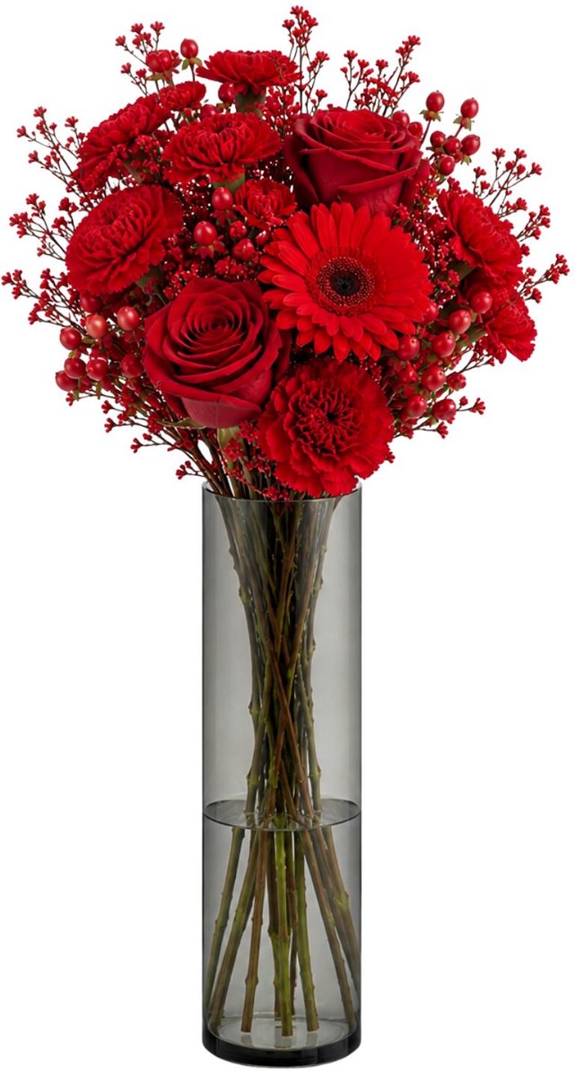 Giftdecor Bloemenvaas - smoke acrylglas - D12 x H35 cm - cilinder - boeketvaas - 4 liter