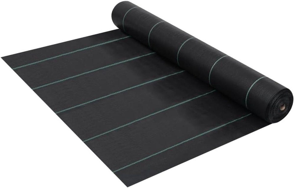 Anti-worteldoek - 2 x 50 m (100 m²) - 60 g/m² - Waterdoorlatend Onkruidvlies - Professioneel Gronddoek met Groene Strepen - Zwart