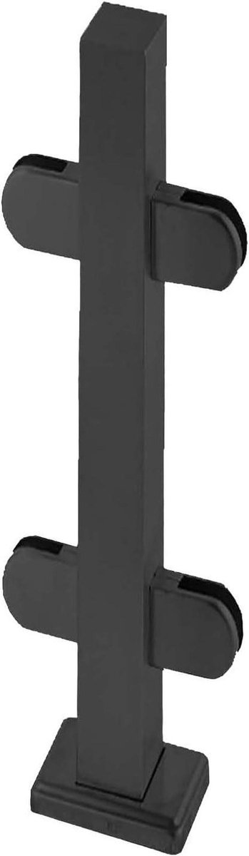 Vierkante RVS Paal - Glazen Balustrade - Terras Afzetten - Eenvoudige DIY Installatie - 80cm Hoog - Zwart