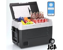 Elektrische Koelbox - Refrigerator - Frigobox - Vriezer - Auto Koelkast - Compressor Koelbox - 45L - Dual Zone Vriezer & Koeler - 12V / 24V DC, 100-240V AC - met Wielen en App-bediening - Voor Camping en Reizen