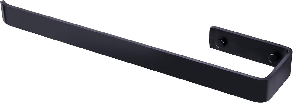 Zwarte handdoekhouder van roestvrij staal voor badkamer, douche en wastafel - 38 cm wandmontage