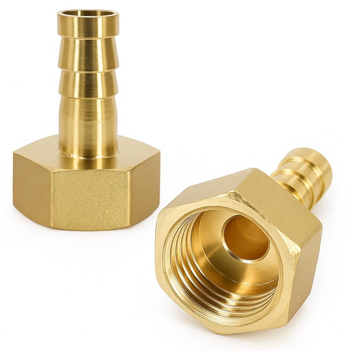 carmdering - Messing Slangtule - Messing Fitting - Pijpconnector - PT Conisch Schroefdraad - Barbed Slangaansluiting - Massief Messing - Corrosiebestendig - Ruimtebesparend Design - Veelzijdige Toepassing - 2 Stuks