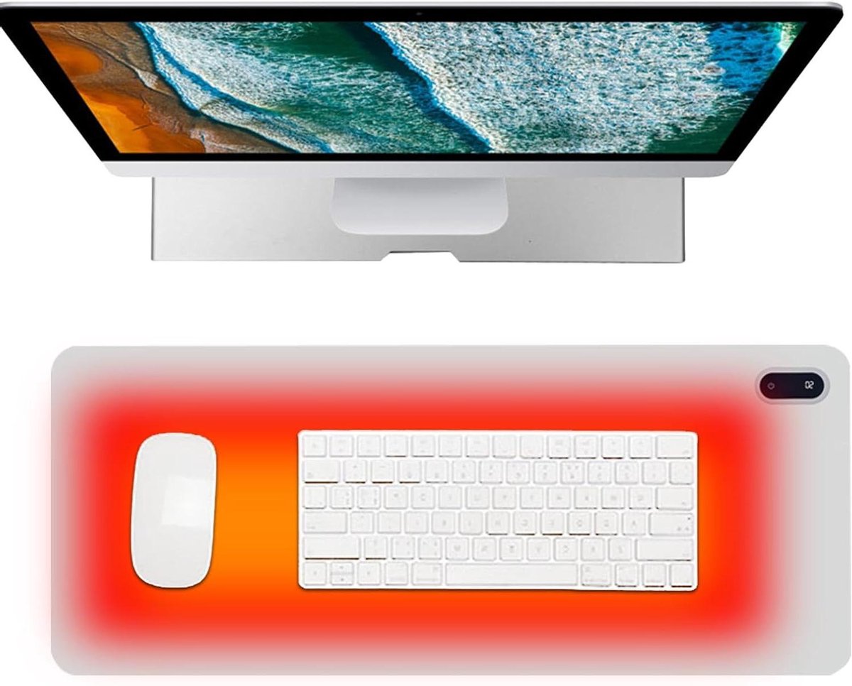 Bureau Verwarmingskussen - Verwarmde Mat - Comfort Verhogend - 5 Warmtestanden - 80 x 3 cm - Grijs