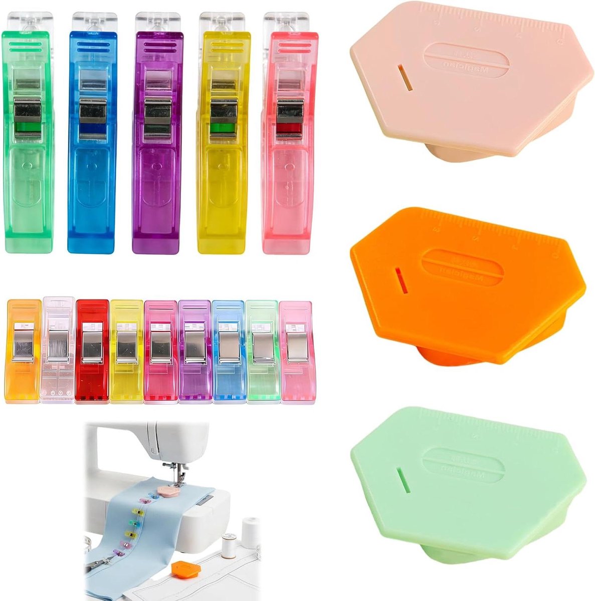 Magnetische Naaigids - Naai Hulpstuk - Rechte Naden - Universeel Verstelbaar - 3 Stuks - Zilver