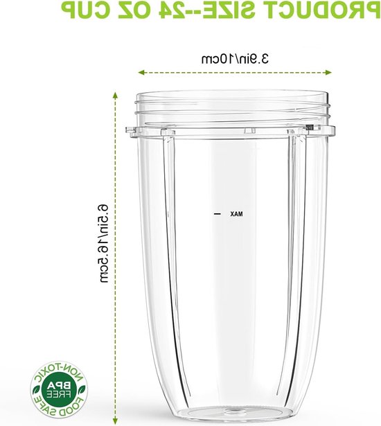 Vervangende Blender Cups 2-Pack 24oz voor NutriBullet - Geschikt voor 600W en 900W Extractor Blades, Duurzaam en Lichtgewicht Kunststof van Merkloos — afbeelding 5
