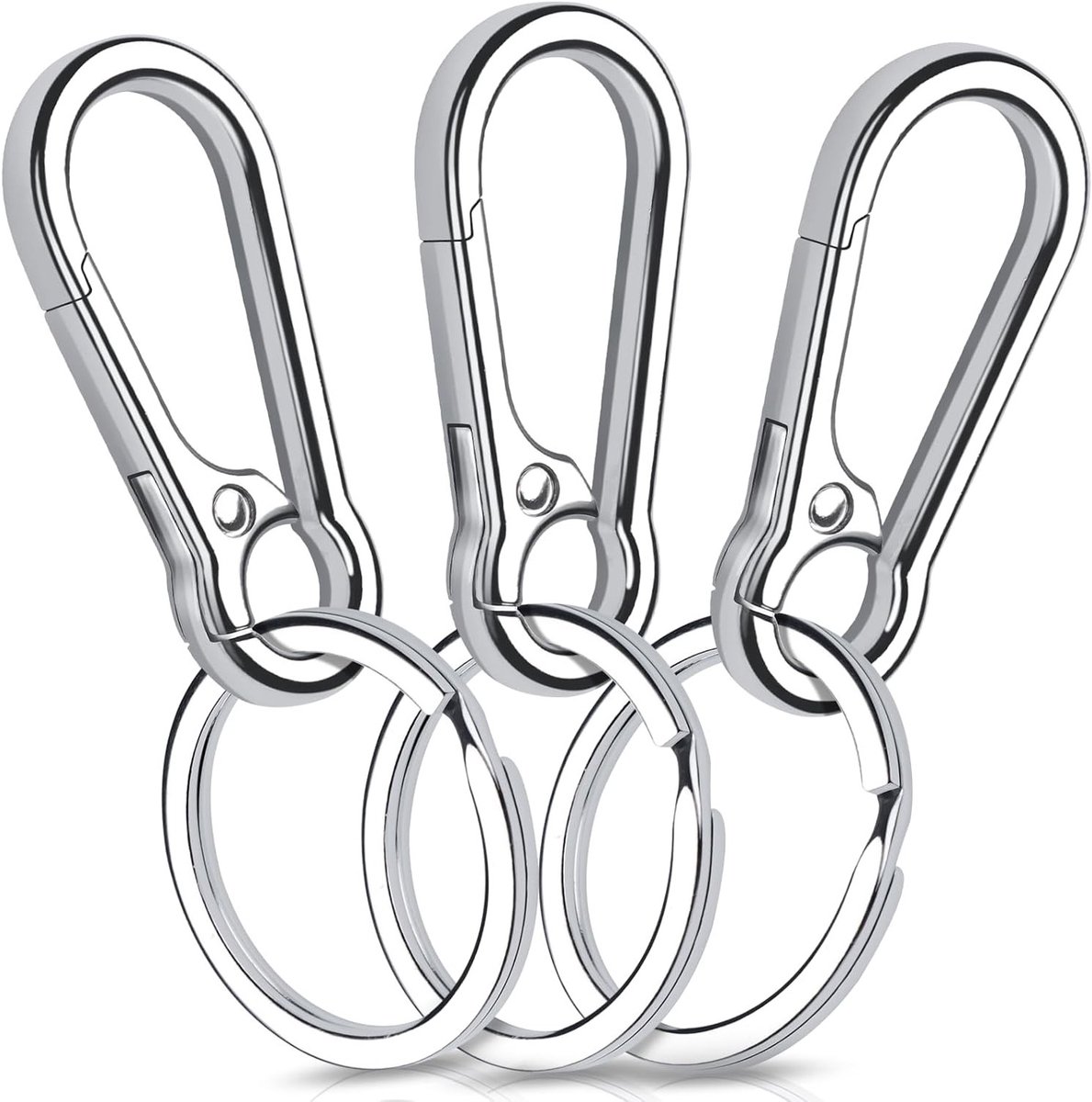 3 Stuks Kleine Metalen Karabijnhaken, Sleutelhanger met Karabiner voor Rugzak, Sleutels en Outdoor Gebruik