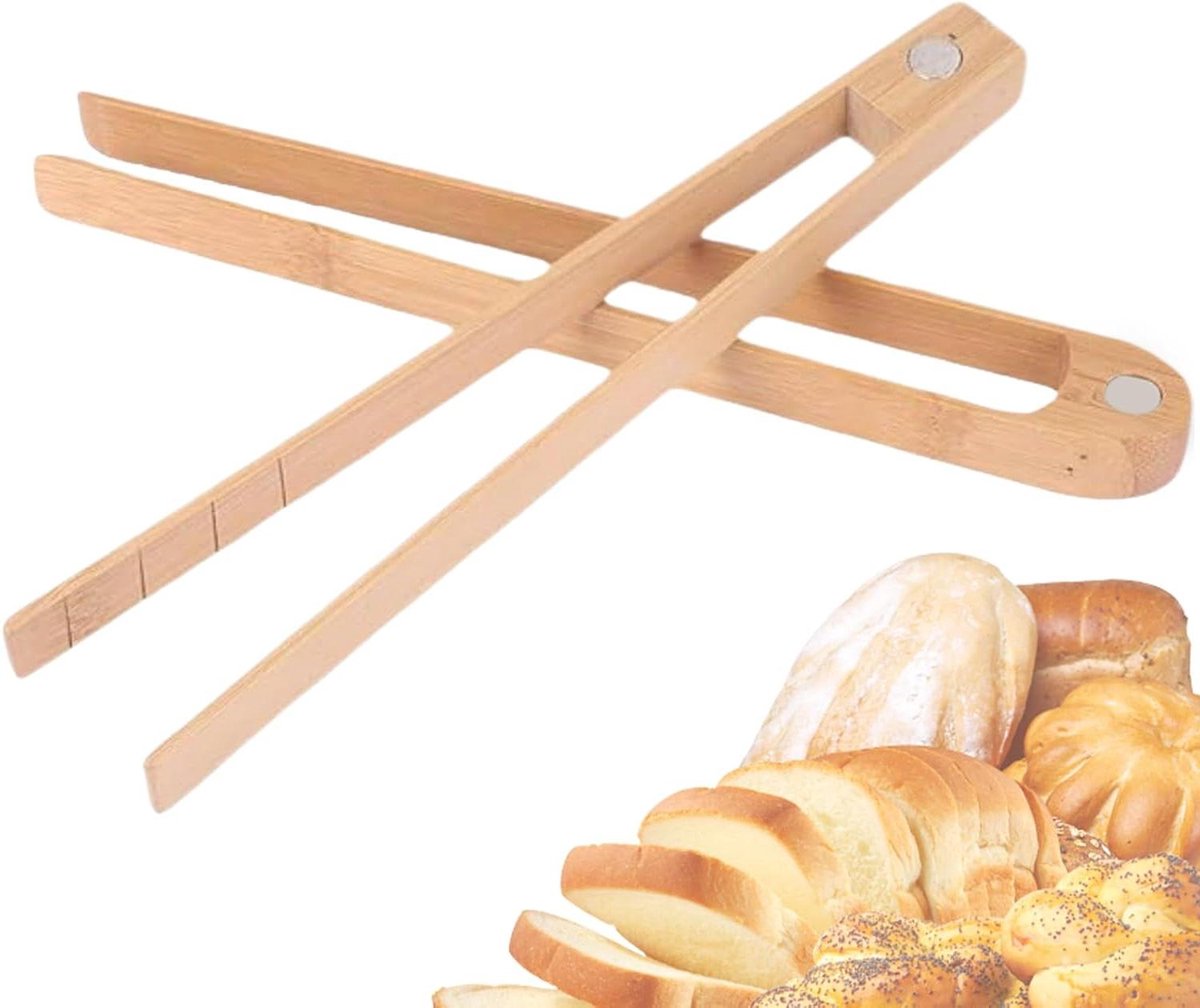 Houten keukentang - Toasttang - Brood roosteren - Magnetisch ontwerp - 22 cm - Houtkleur
