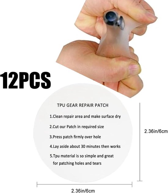 Reparatieset Luchtbed - Patch Kit - Waterdicht Maken - Zelfklevend Ontwerp - 12 Stuks - Transparant van Merkloos — afbeelding 5