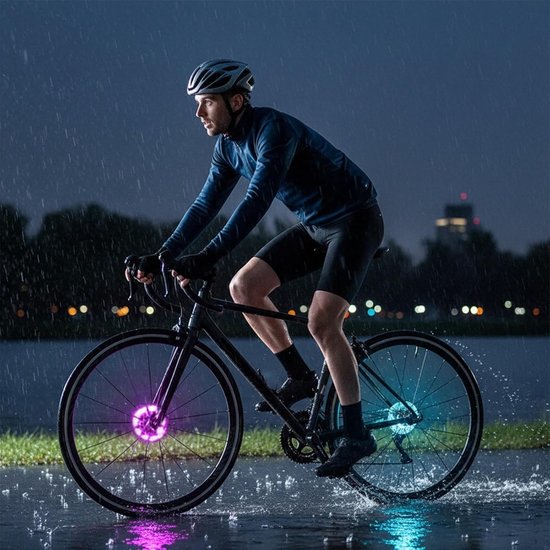 Fietswielverlichting LED - Wielverlichting Fiets - Nachtelijke Fietstochten - Bewegingsgevoelig - 5.6x5.6x2.2 cm - Meerdere Kleuren — afbeelding 3