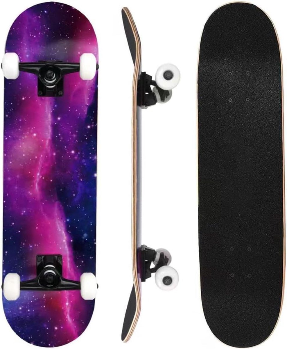 Compleet Skateboard Beginners Skateboard Street Cruisen 7-laags Esdoorn Deck 80 x 20 cm Meerkleurig