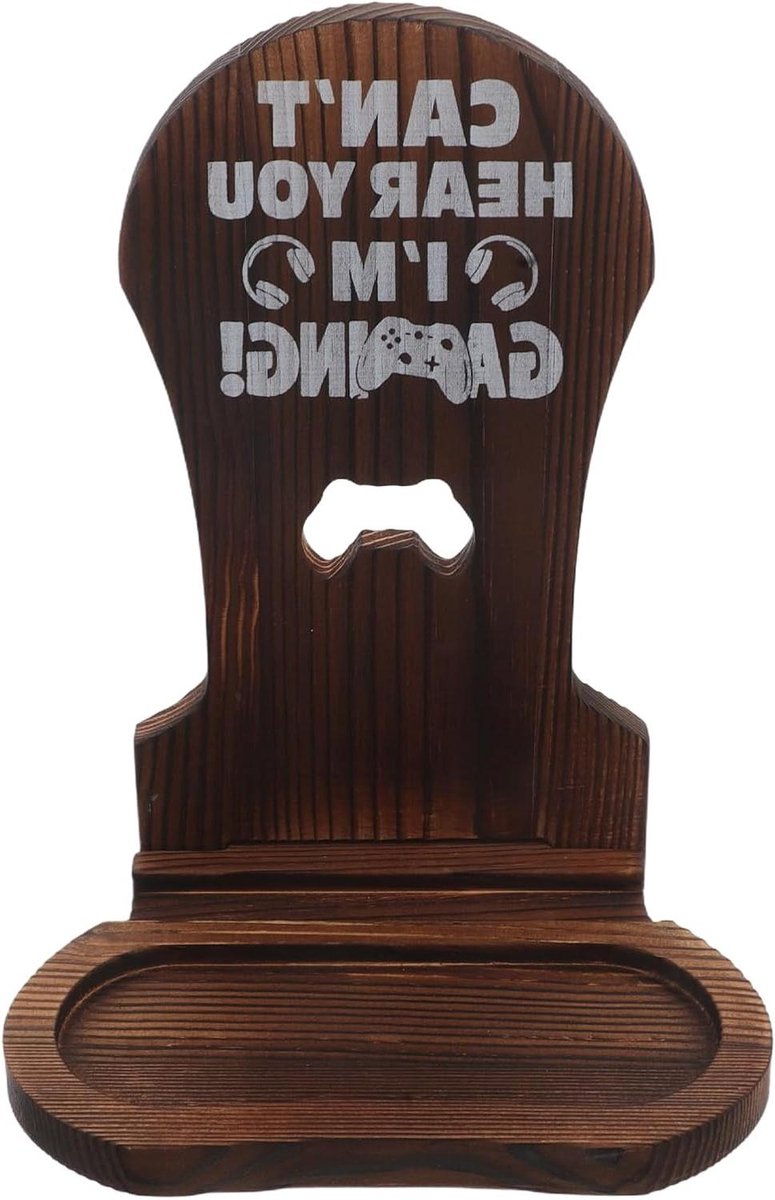 Koptelefoonstandaard Hout - Headset Houder - Bureau Organisatie - Ruimtebesparend Ontwerp - 25 x 19 x 17 cm - Lichtbruin