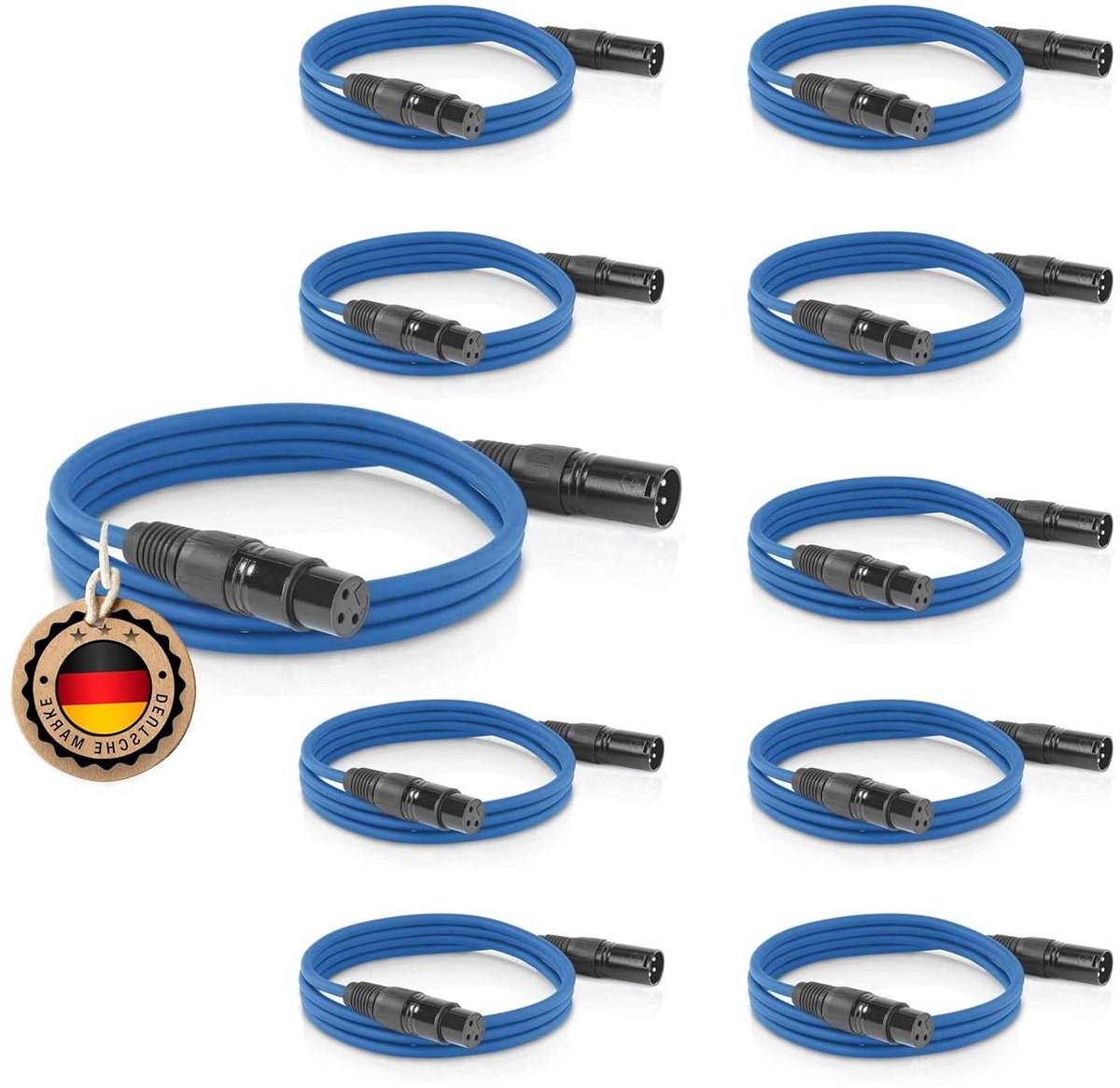 Audiokabel XLR - Microfoon Kabel - Signaal Overbrengen - Met Trekontlasting - 10x 3m - Blauw