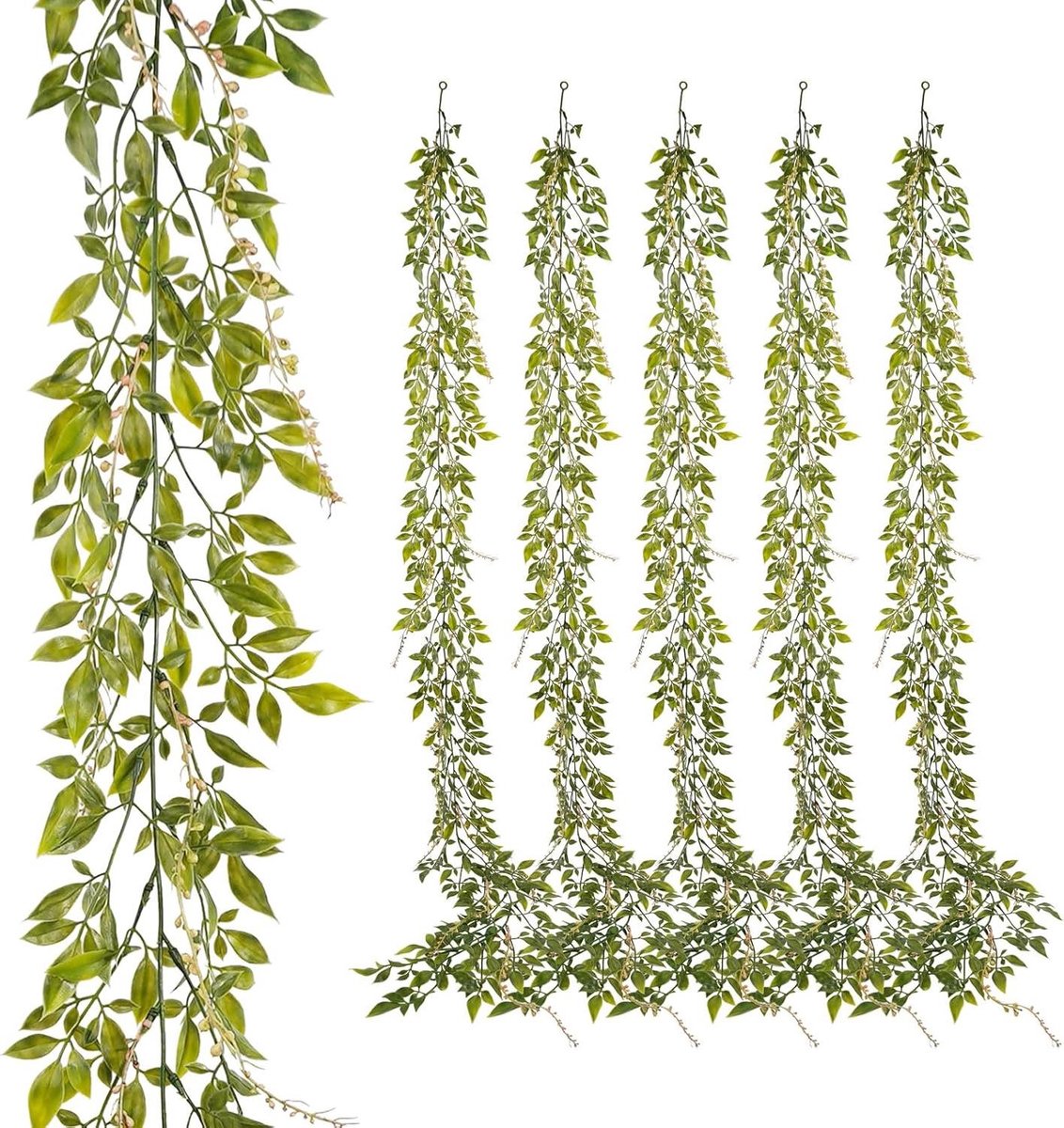 Kunstmatige Groene Slinger - Nep Planten - Kamer Decoratie - Dubbele Blad Dichtheid - 6x 1.5 Meter - Groen