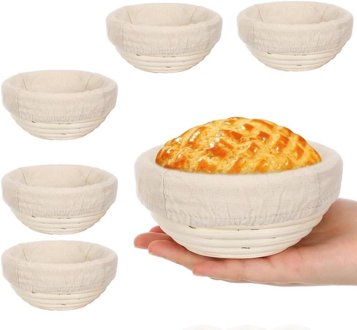 Rijsmandjes Brood - Deeg Manden - Zuurdesem Bakken - Natuurlijk Materiaal - 6 Stuks 13cm - Natuurlijk