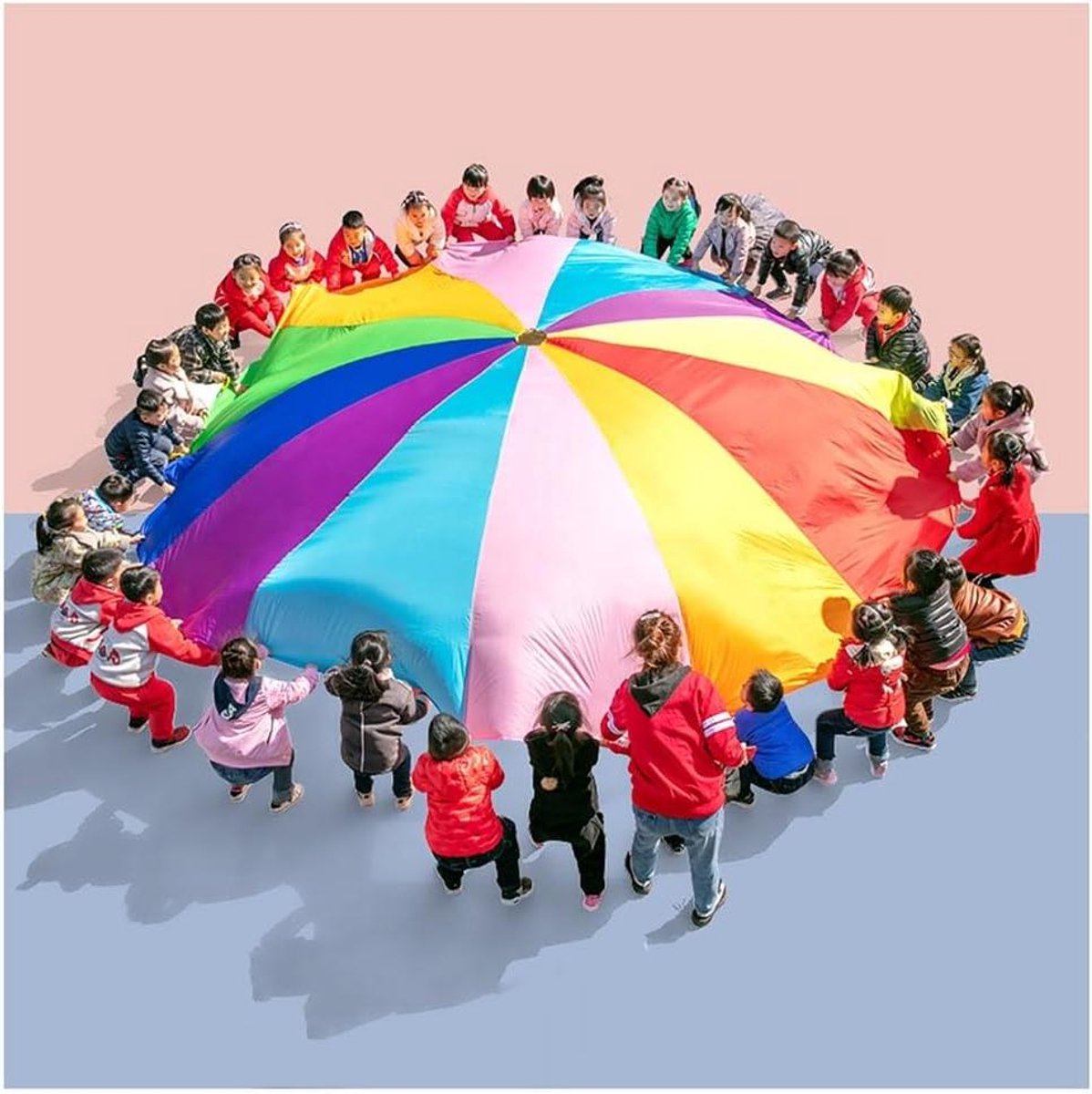 Kinder Parachute - Speel Parachute - Buiten Spelen - Groepssamenwerking - 5 Meter - Regenboog