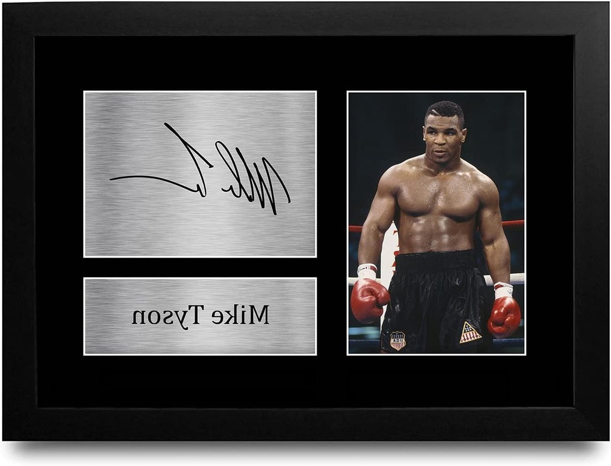 Boksen Foto - Gesigneerde Print - Cadeau Idee - Gedrukte Handtekening Replica - A4 Formaat - Zwart Ingelijst