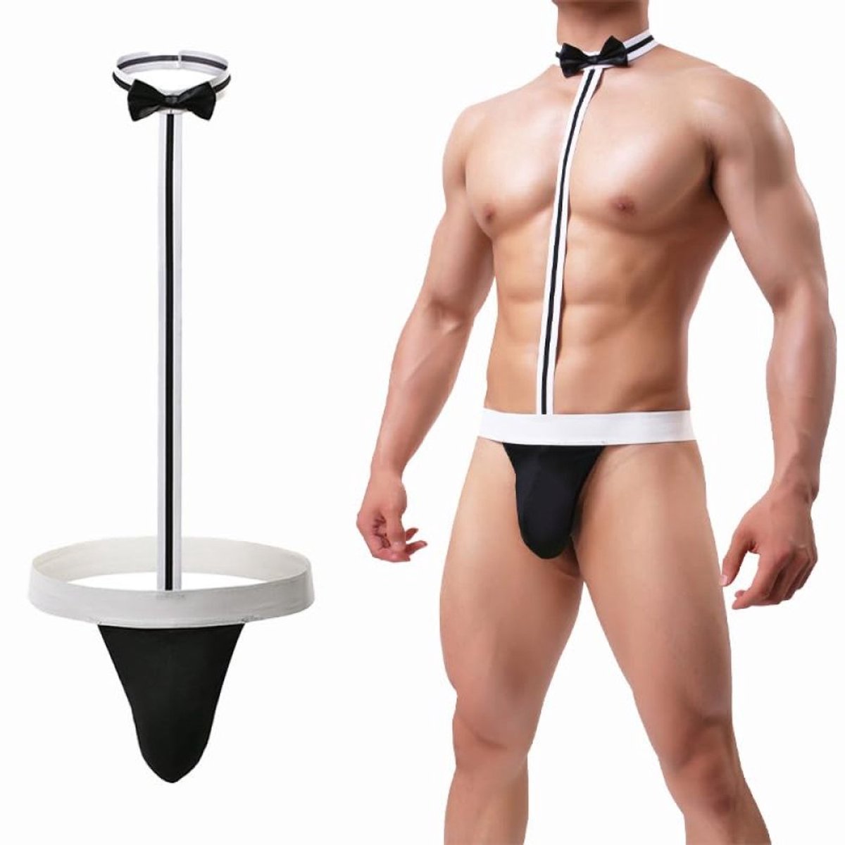 carmdering - Herencalson - Mannen String - G-String Ondergoed - 3D Buidel Ontwerp - Ademend Katoen Materiaal - Sexy T-Back Stijl - Comfortabele Pasvorm - Ideaal Voor Sport En Feest - 1 Stuk - Zwart