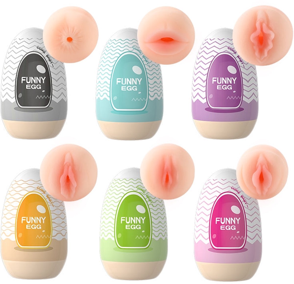 Funny Egg Collection - Mini Masturbator - 6 stuks