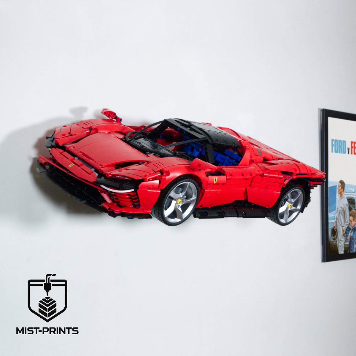 Mist-Prints - Wandbeugel voor bouwset 42143 - Muurhouder voor hypercar model - LEGO compatibel - Zwart - 3D-geprint