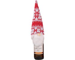 maxpo Wichtelpop wijnfleshouder, gebreide schattige en decoratieve wijnhoezen voor wijnflessen, kerstflesopzetstukken voor Kerstmis, eettafel, feestdecoraties, wijnopzetstukken