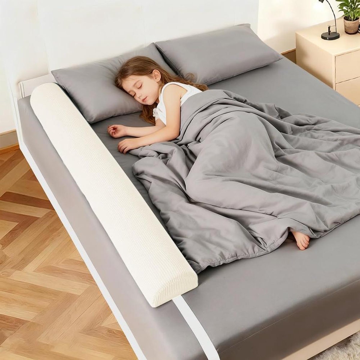 Bedhek Schuim - Valbeveiliging Baby - Veilig Slapen - Zacht Traagschuim - 2 stuks 132 cm - Beige