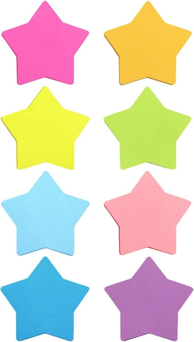 Ster Vorm Sticky Notes - Zelfklevende Notitieblaadjes - Snelle Notities Maken - Opvallende Stervorm - 75 Vellen per Pad