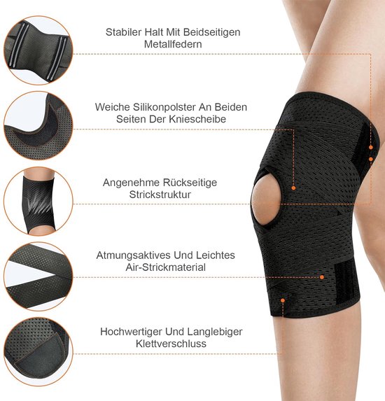 Verstelbare Kniebandage met Zijsteun en Gelpad voor Pijnverlichting, Stabiliteit en Ondersteuning tijdens Sport, Wandelen en Fitness, Unisex — afbeelding 4
