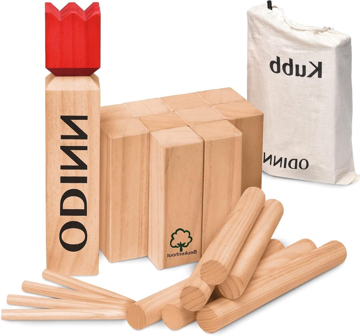 XXL Kubb spel - Houten werpspel - Buiten spelen - FSC gecertificeerd hout - 21 onderdelen - Houtkleur
