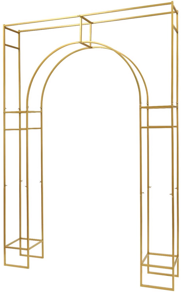 Ballonnenboog Standaard Metaal – Bruiloft Backdrop Frame – Vierkante Ballonnenboog & Decoratie Standaard voor Feesten en Events - 0.3x1.8x2.4m - Goud