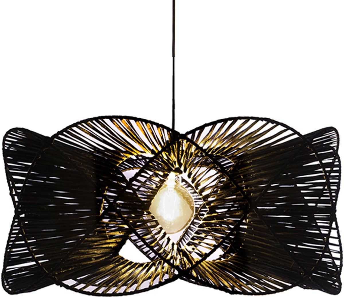 Handmade Design lamp Naturel Rotan Hanglamp Infinity Black woonkamer Slaapkamer Ø 60 cm