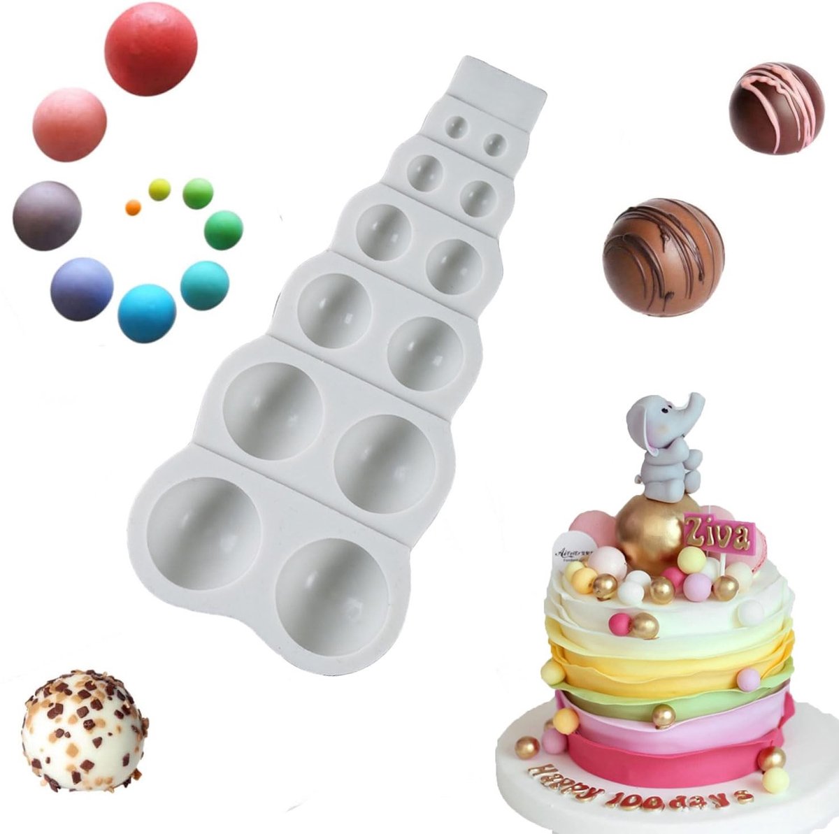 Livia home - Candy Mould Cake Siliconen Mal - Voor DIY Hars Craft Maken - 6 Maten Halve Bollen - Herbruikbaar en Veilig voor Knutselen - Geschi...