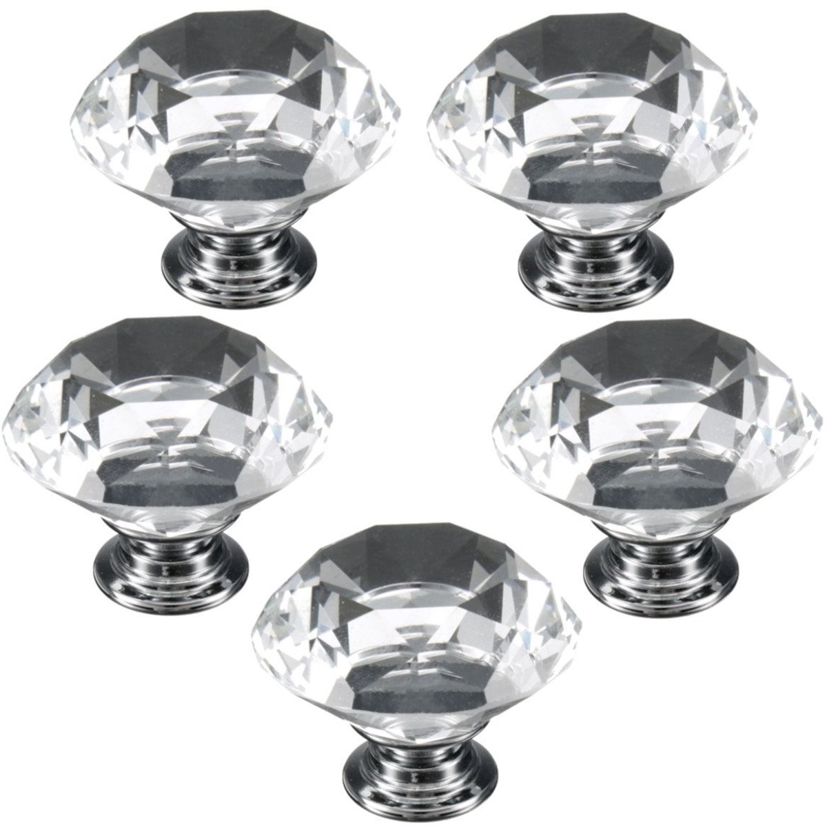 Livia home - Kristalglas Deurknop - Uniek Diamant-Design - 40 mm - Meubelhandgrepen - Geschikt voor Kast en Lade - Helder en Kleurrijk